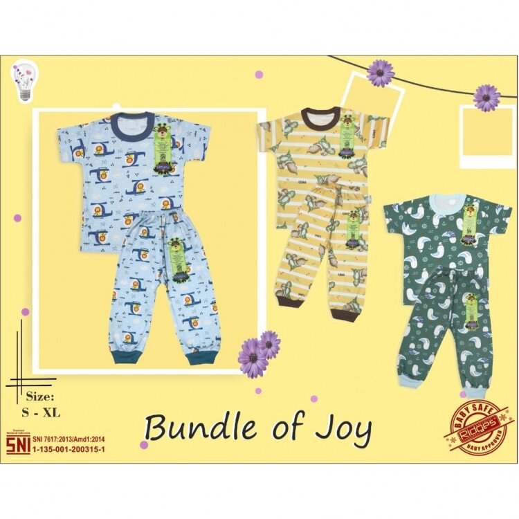 Setelan Baju Bayi Ridges Bundle Of Joy / Baju Anak Kancing Pundak Halus dan Adem / Baju Tidur Anak Nyaman Dipakai / Piyama Anak Unisex