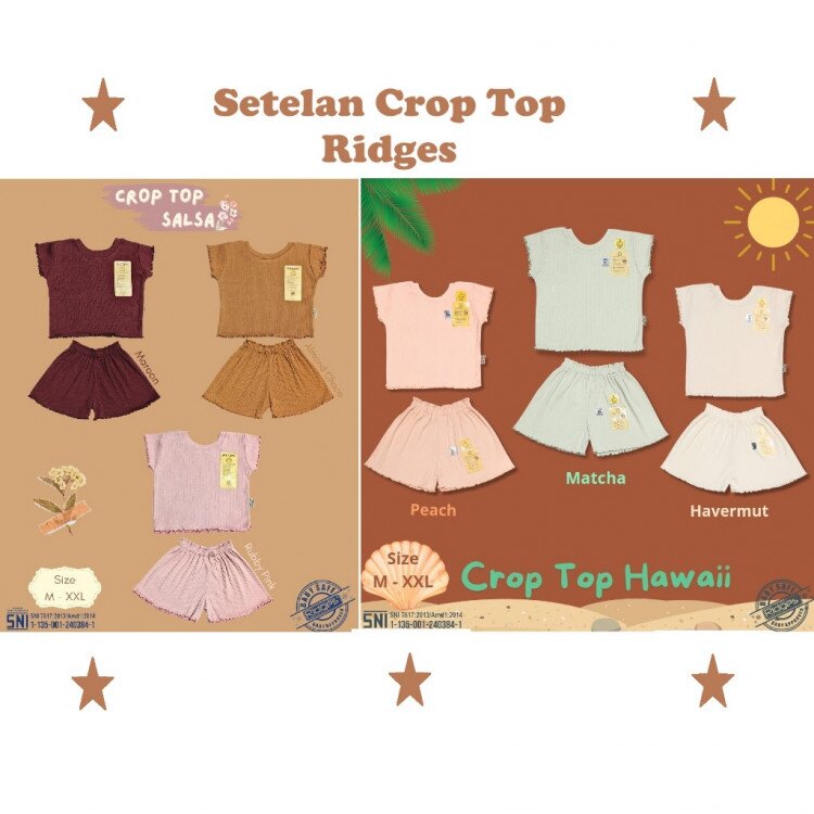 PROMO Paket Baju Bayi Setelan Anak Perempuan Ridges Crop Top Hawaii Salsa Lollipop Carol / Setelan Bayi Cewek / Setelan Anak Perempuan / Baju Bayi