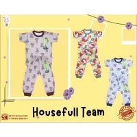 Setelan Baju Bayi Ridges Housefull Team / Baju Anak Kancing Pundak Halus dan Adem / Baju Tidur Anak Nyaman Dipakai / Piyama Anak Unisex Motif