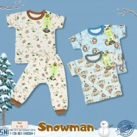 Setelan Baju Bayi Ridges Snowman / Baju Anak Kancing Pundak Halus dan Adem / Baju Tidur Anak Nyaman Dipakai / Piyama Anak Unisex Motif ber
