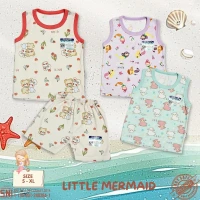 Paket Baju Bayi Setelan Singlet Kutung Anak Ridges 3pcs Little Mermaid / Setelan Bayi Kutung / Setelan Bayi Anak Perempuan / Baju Bayi adem /