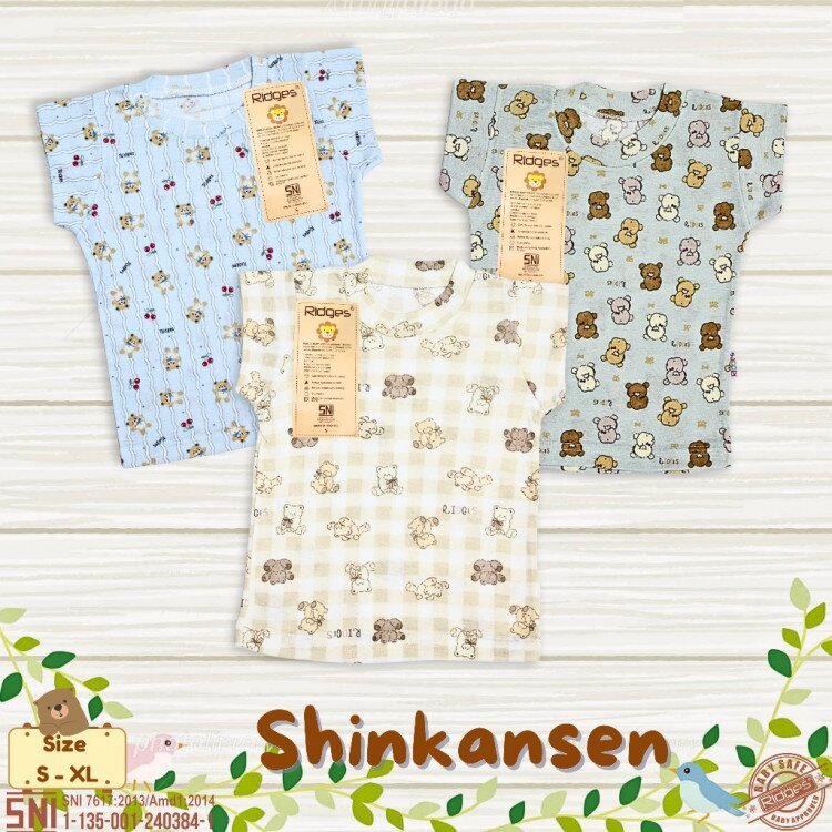 PROMO Baju Atasan Kaos Anak Ridges Motif Bear Shinkansen Akihabara 3pcs SNI (0-2 tahunan)