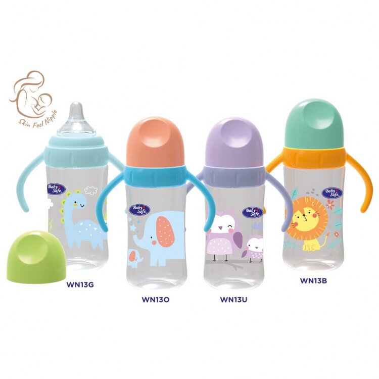Baby Safe Botol Susu Bayi Pegangan Wide Neck 250ml (Skin Feel Nipple)