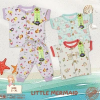 Setelan Baju Bayi Pendek Panjang Kancing Depan RIDGES Little Mermaid Newborn - 1 tahunan SNI / Piyama Anak Adem Anak 0-1 tahunan / Baju Santai