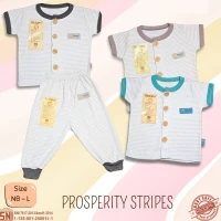 Setelan Baju Bayi Pendek Panjang Kancing Depan RIDGES Prosperity Stripes Newborn - 1 tahunan SNI / Piyama Anak Adem Anak 0-1 tahunan/ Baju Santai Anak