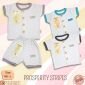 Setelan Baju Bayi Pendek Panjang Kancing Depan RIDGES Prosperity Stripes Newborn - 1 tahunan SNI / Piyama Anak Adem Anak 0-1 tahunan/ Baju Santai Anak / Baju Tidur Anak #1