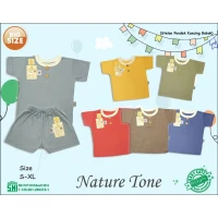 Setelan Baju Bayi Oblong Pendek Kancing Depan Bobok BIG SIZE 1-6 tahunan RIDGES SNI Nature Tone / Baju Oblong Anak Adem / Baju Santai Anak