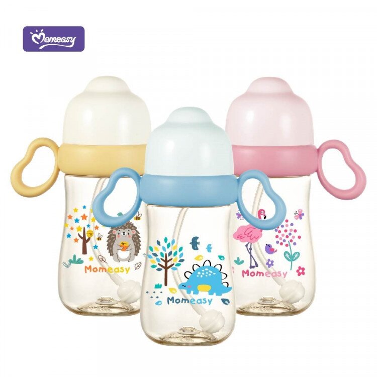 Botol Susu Bayi Wide Neck PPSU Momeasy / Feeding Bottle with Gravity Ball / Botol Susu Sedotan Bayi PPSU Wide Neck Nipple