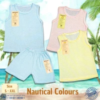 Paket Baju Bayi Setelan Singlet Kutung Kaos Anak Ridges 3pcs Nautical Colours / Setelan Bayi Kutung / Setelan Bayi Laki-laki dan Perempuan / Baju Bayi