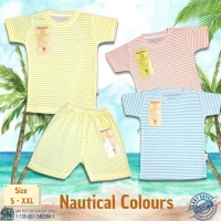 Paket Setelan Baju Bayi Pendek Ridges Nautical Colours / Baju Santai Anak / Setelan Kaos Anak Ridges SNI Adem