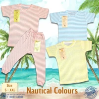 Setelan Baju Bayi Ridges Pendek Panjang Nautical Colours (Celana Model Legging) / Baju Anak Bahan Tipis Halus dan Adem / Baju Tidur Anak Nyaman Dipakai
