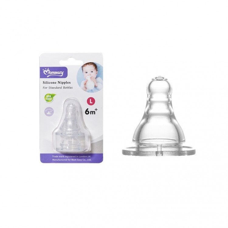 Momeasy Dot Peristaltic Slim Neck Silicone Nipple Isi 2pcs / Peristaltic Nipple Dot Botol Bayi Ulir Slim Neck Peristaltik / Dot Bayi Peristaltic Nipple Standard
