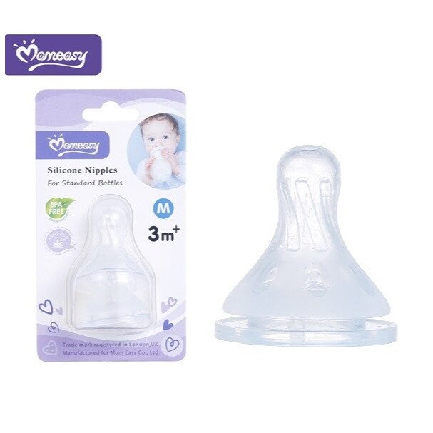 Momeasy Dot Slim Neck Silicone Nipple Soft Isi 2pcs / Soft Nipple Dot Botol Bayi Slim Neck / Dot Bayi Soft Nipple Standard Neck /