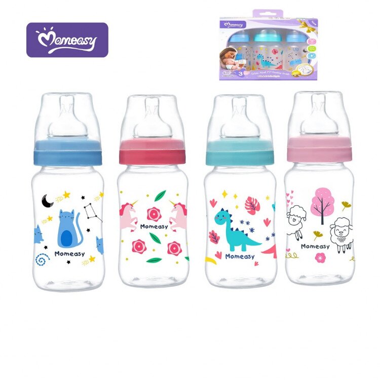Paket Hemat 3 Botol Susu Bayi Wide Neck Nipple 120ml / 270ml / 330ml MomEasy / Dot Bayi Lebar BPA Free