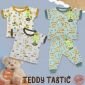 Setelan Baju Bayi Pendek Panjang Kancing Depan RIDGES Teddy Tastic Newborn - 1 tahunan SNI / Piyama Anak Adem Anak 0-1 tahunan/ Baju Santai Anak / Baju Tidur Anak #1