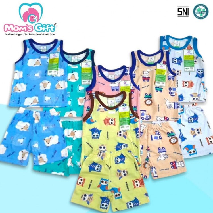Paket Baju Bayi Setelan Singlet Kutung Kaos Anak Moms Gift TypeAJ 3pcs / Setelan Bayi Kutung / Setelan Bayi Laki-laki dan Perempuan / Baju Bayi