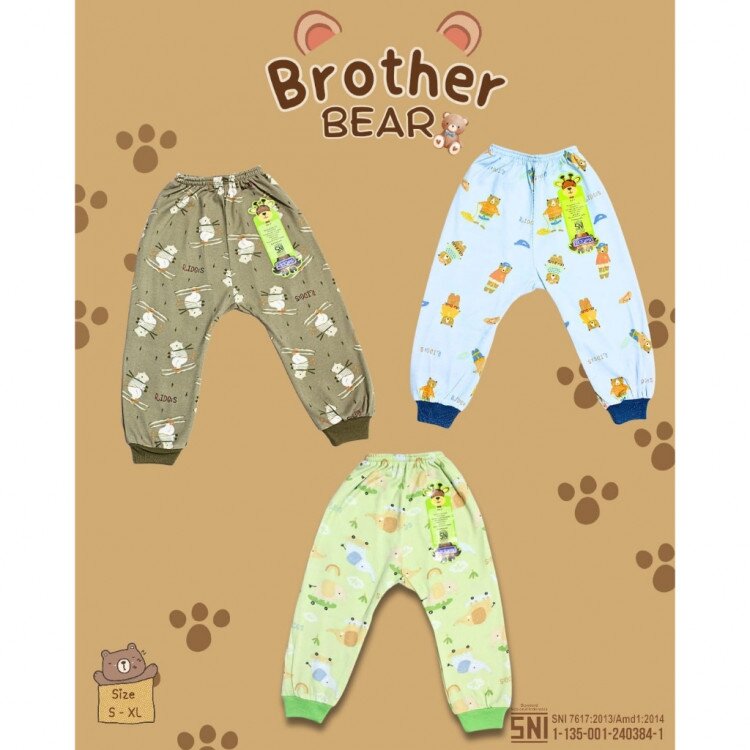 Celana Panjang Bayi Murah dan Adem 3pcs 0-4 tahunan S M L XL Pola Diapers Merek Moms Gift / Ridges