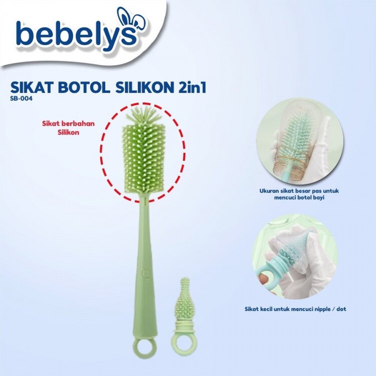 Sikat Botol Susu Bayi Silikon 2 in 1 Bebelys / Sikat Dot Bayi / Silicone Bottle Brush / Baby Bottle and Nipple Brush