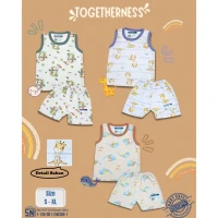 Paket Baju Bayi Setelan Singlet Kutung Anak Ridges 3pcs Togetherness / Setelan Bayi Kutung / Setelan Bayi Laki-laki dan Perempuan / Baju Bayi adem /