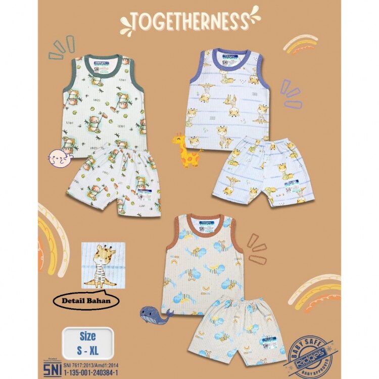 Paket Baju Bayi Setelan Singlet Kutung Anak Ridges 3pcs Togetherness / Setelan Bayi Kutung / Setelan Bayi Laki-laki dan Perempuan / Baju Bayi adem /