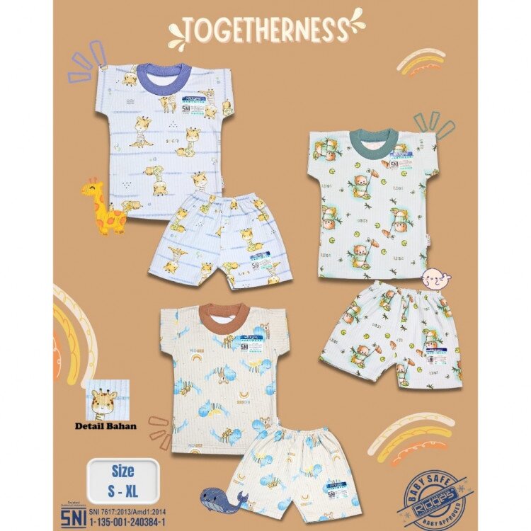 Paket Setelan Baju Bayi Pendek Ridges Togetherness / Baju Santai Anak / Setelan Kaos Anak Ridges SNI Adem