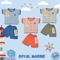 Setelan Baju Bayi Pendek Panjang Kancing Depan RIDGES Royal Marine Newborn - 1 tahunan SNI / Piyama Anak Adem Anak 0-1 tahunan/ Baju Santai Anak