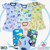 PROMO Setelan Baju Bayi Pendek Kancing Pundak Moms Gift 475 / Baju Santai Anak / Setelan Oblong Anak Unisex