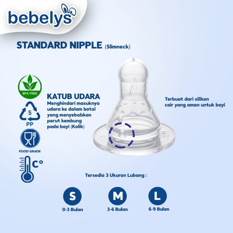 PROMO Paket Hemat 3pcs Silicone Nipple Standard Neck Bebelys / Slim Neck Silicone Nipple / Nipple Bulat atau Gepeng