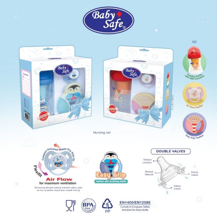 Paket Hemat Botol Susu Bayi Wide Neck + Empeng + Mainan Gigitan Bayi Baby Safe / Dot Bayi BPA Free / Paket Kado Bayi Newborn
