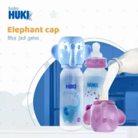 Botol Susu Bayi Huki Karakter Gajah PP Dot Orthodontic Bpa Free (Dot Gepeng)