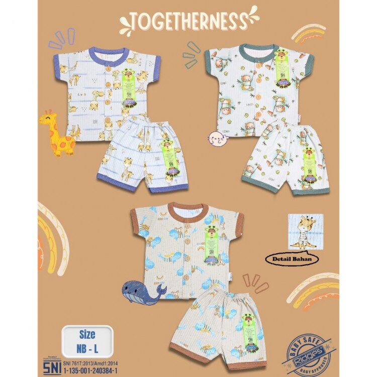 Setelan Baju Bayi Pendek Panjang Kancing Depan RIDGES Togetherness Newborn - 1 tahunan SNI / Piyama Anak Adem Anak 0-1 tahunan/ Baju Santai Anak /