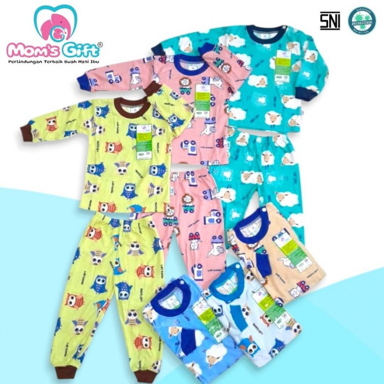 Piyama Baju Bayi Setelan Panjang Anak Kancing Pundak Type AJ Series/ Piyama Anak / Baju Bayi Panjang / Baju Tidur Anak Unisex / Piyama Anak