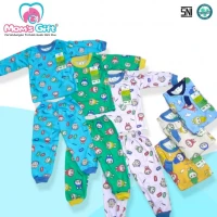 Piyama Baju Bayi Setelan Panjang Anak Kancing Pundak Type AT Series/ Piyama Anak / Baju Bayi Panjang / Baju Tidur Anak Unisex / Piyama Anak