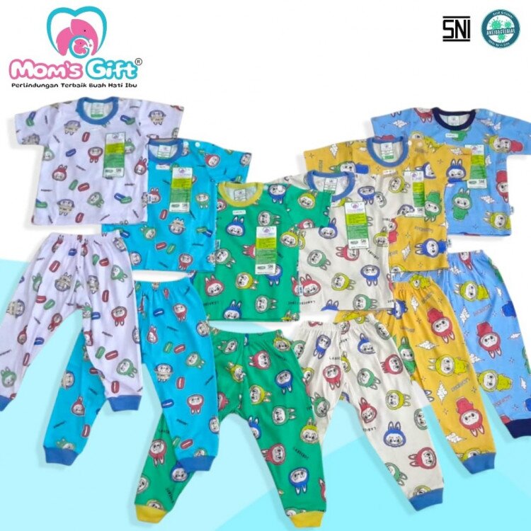 Setelan Baju Bayi Pendek Celana Panjang Kancing Pundak Type AT Series / Baju Anak Kancing Pundak / Baju Tidur Anak / Piyama Anak Unisex