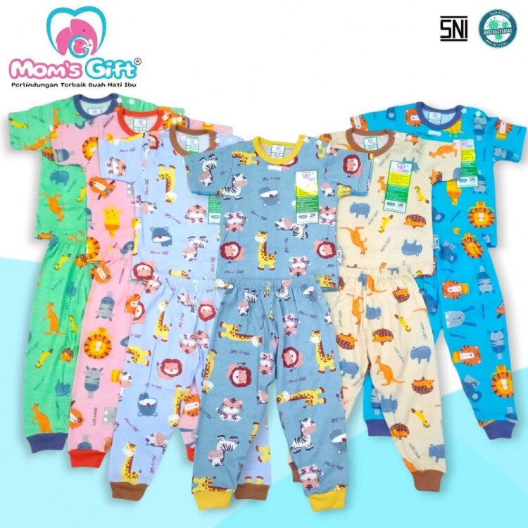 Setelan Baju Bayi Pendek Celana Panjang Kancing Pundak Type AD Series / Baju Anak Kancing Pundak / Baju Tidur Anak / Piyama Anak Unisex