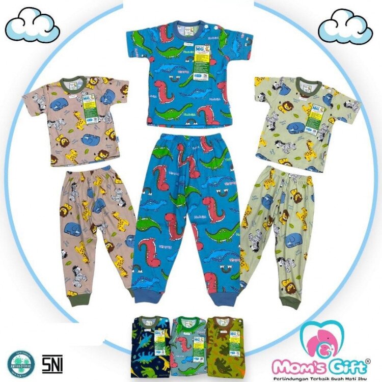 Setelan Baju Bayi Pendek Celana Panjang Kancing Pundak Type J Series / Baju Anak Kancing Pundak / Baju Tidur Anak / Piyama Anak Unisex