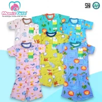 Setelan Baju Bayi Pendek Kancing Pundak Type AF Series / Baju Santai Anak / Setelan Oblong Anak Unisex