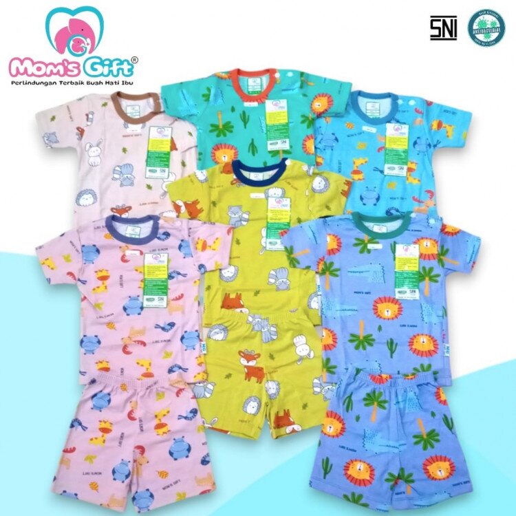Setelan Baju Bayi Pendek Kancing Pundak Type AF Series / Baju Santai Anak / Setelan Oblong Anak Unisex