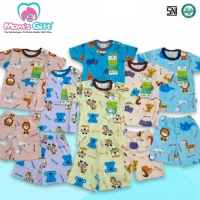 Setelan Baju Bayi Pendek Kancing Pundak Type AI Series / Baju Santai Anak / Setelan Oblong Anak Unisex