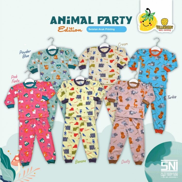Piyama Bayi Yellow Berry YB01B/ Setelan Baju Bayi Panjang Celana Panjang / Baju Anak Kancing Pundak / Baju Tidur Anak / Piyama Anak Unisex