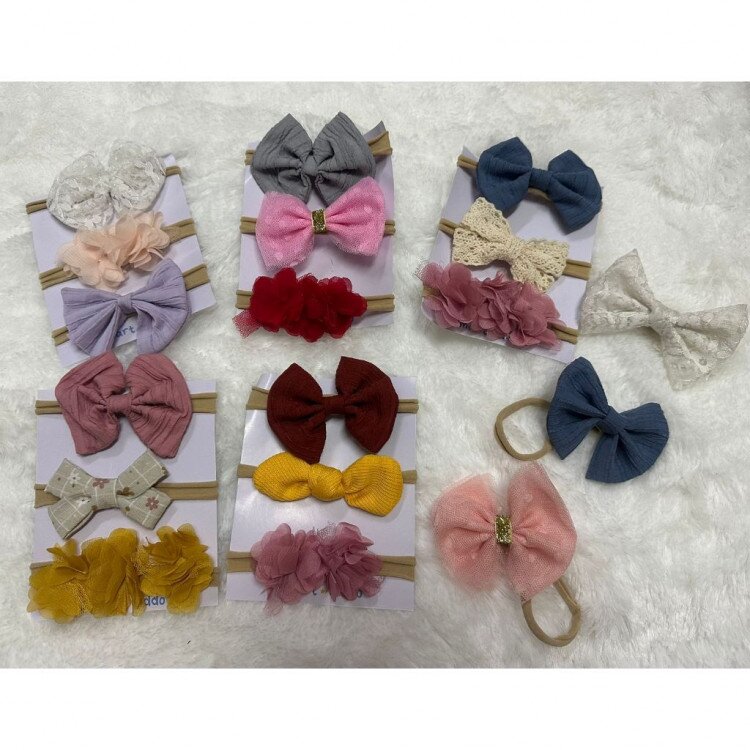 Bandana Bayi Campur 3pcs / Bandana Anak Pita / Karet Rambut Anak