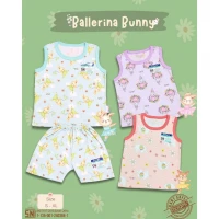 Paket Baju Bayi Setelan Singlet Kutung Anak Ridges 3pcs Ballerina Bunny / Setelan Bayi Kutung / Setelan Bayi Anak Perempuan / Baju Bayi adem /