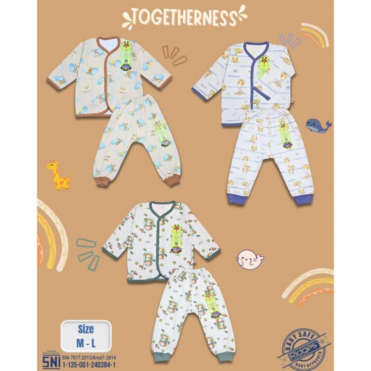 PROMO Setelan Bayi Panjang Togetherness / Baju Tidur Anak / Piyama Anak Ridges Kancing Depan SNI