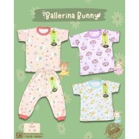 Setelan Baju Bayi Ridges Ballerina Bunny / Baju Anak Kancing Pundak Halus dan Adem / Baju Tidur Anak Nyaman Dipakai / Piyama Anak Perempuan Motif