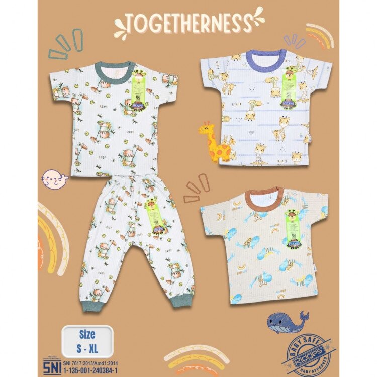 Setelan Baju Bayi Ridges Togetherness / Baju Anak Kancing Pundak Halus dan Adem / Baju Tidur Anak Nyaman Dipakai / Piyama Anak Laki-Laki Perempuan Motif