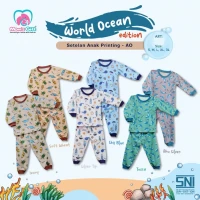 Piyama Baju Bayi Setelan Panjang Anak Kancing Pundak Type AO Series/ Piyama Anak / Baju Bayi Panjang / Baju Tidur Anak Unisex / Piyama Anak