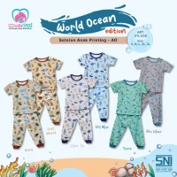 Setelan Baju Bayi Pendek Celana Panjang Kancing Pundak Type AO Series / Baju Anak Kancing Pundak / Baju Tidur Anak / Piyama Anak Unisex