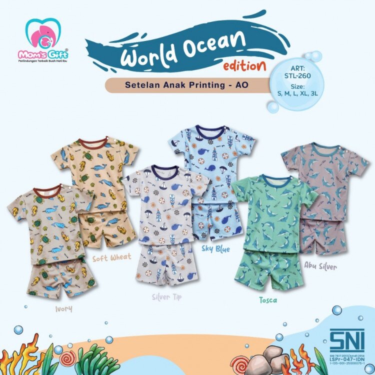 Setelan Baju Bayi Pendek Kancing Pundak Type AO Series / Baju Santai Anak / Setelan Oblong Anak Unisex