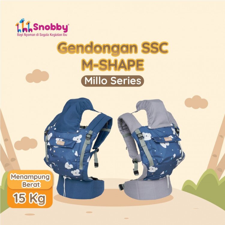 Gendongan Ransel Bayi M-Shape Millo Series / Gendongan Travelling Snobby