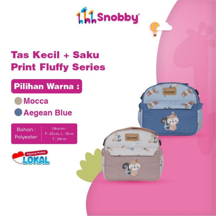 Tas Bayi Kecil Snobby Seri Fluffy / Tas Perlengkapan Bayi Fluffy Series / Diapers Bag Bayi / Tas Traveling Bayi / Tas Baby Carrier Bayi